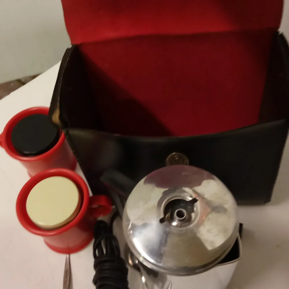 Empire Coffee Pot Travel Kit Electric Aluminum Vintage